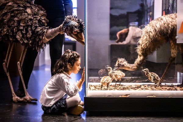 Child with Edward the Emu puppet