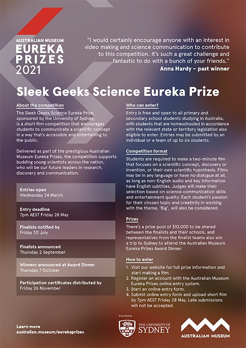 Sleek Geeks Science Eureka Prize - Information Sheet
