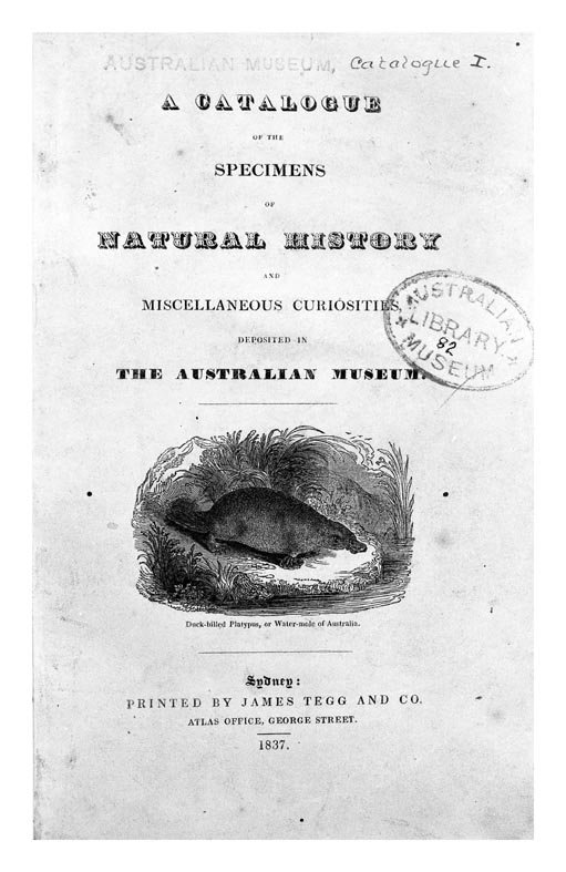 Australian Museum First Catalogue 1837