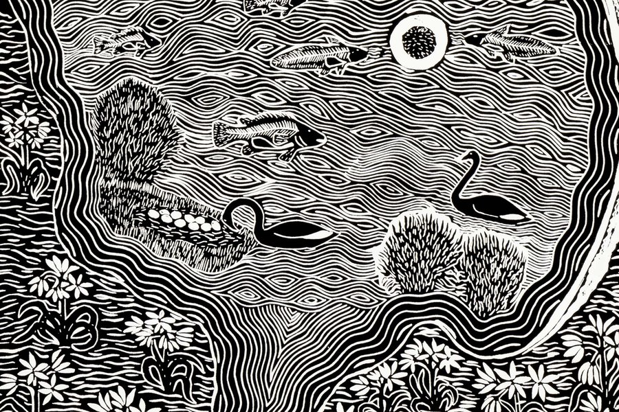 Print 'Life Coming Back to Moon Lake', paper, Badger Bates, New South Wales, Australia