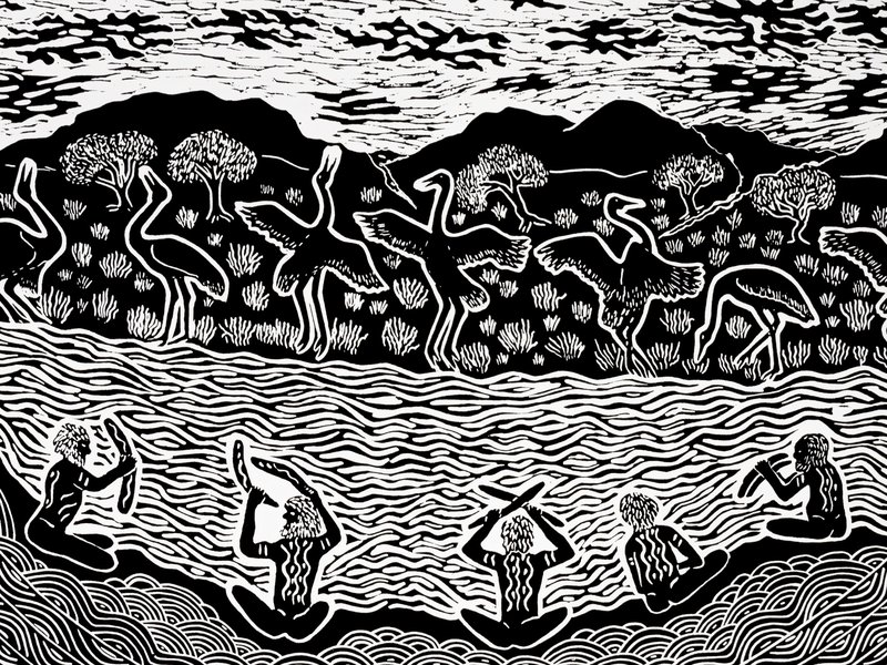 Print 'Warrego Karamparra', paper, Badger Bates, New South Wales, Australia