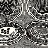 Print, 'Ngatyi Yarilana (Rainbow Serpents having young)', paper, Badger Bates, 2007, New South Wales, Australia. (Cropped)