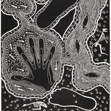 'Barka the Forgotten River and desecration of Menindee Lake', print on paper, Uncle Badger Bates, New South Wales, Australia.