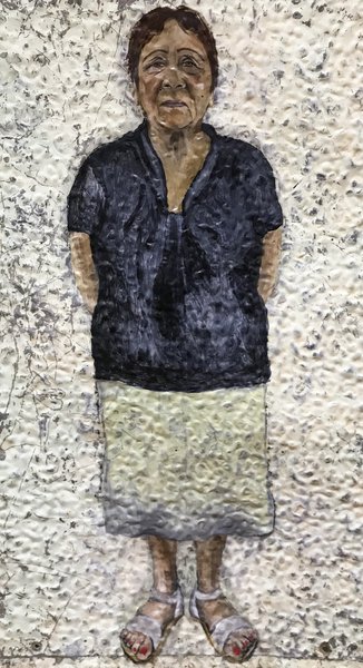 Aunty June portrait for Barka: The Forgotten River exhibition by Justine Muller.