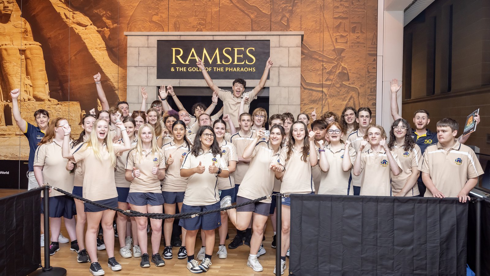 Students from Kooringal High School, NSW enjoy the Ramses & the Gold of the Pharaohs exhibition, as part of the A Day At The Museum program