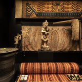 The carved wooden figure in this showcase, purchased in Bali in the 1930s, is a representation of the Hindu god Arjuna. This figure was most likely intended as a devotional item to be placed in a temple or home. Its traditional style suggests it was made before the 1920s, when avant-garde artists such as the German Walter Spies and Dutchman Rudolf Bonnet settled in Bali.