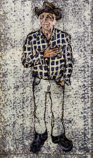 Uncle Waddy portrait for Barka: The Forgotten River exhibition by Justine Muller.