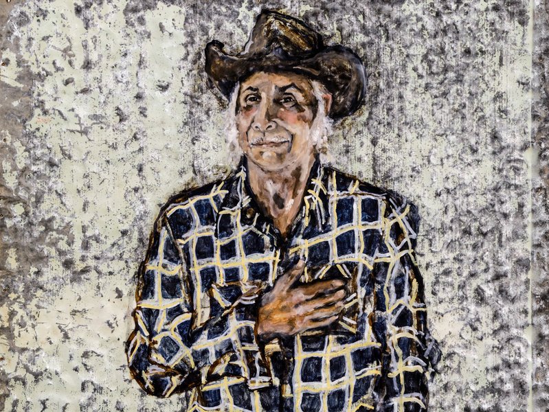 Uncle Waddy portrait for Barka: The Forgotten River exhibition.