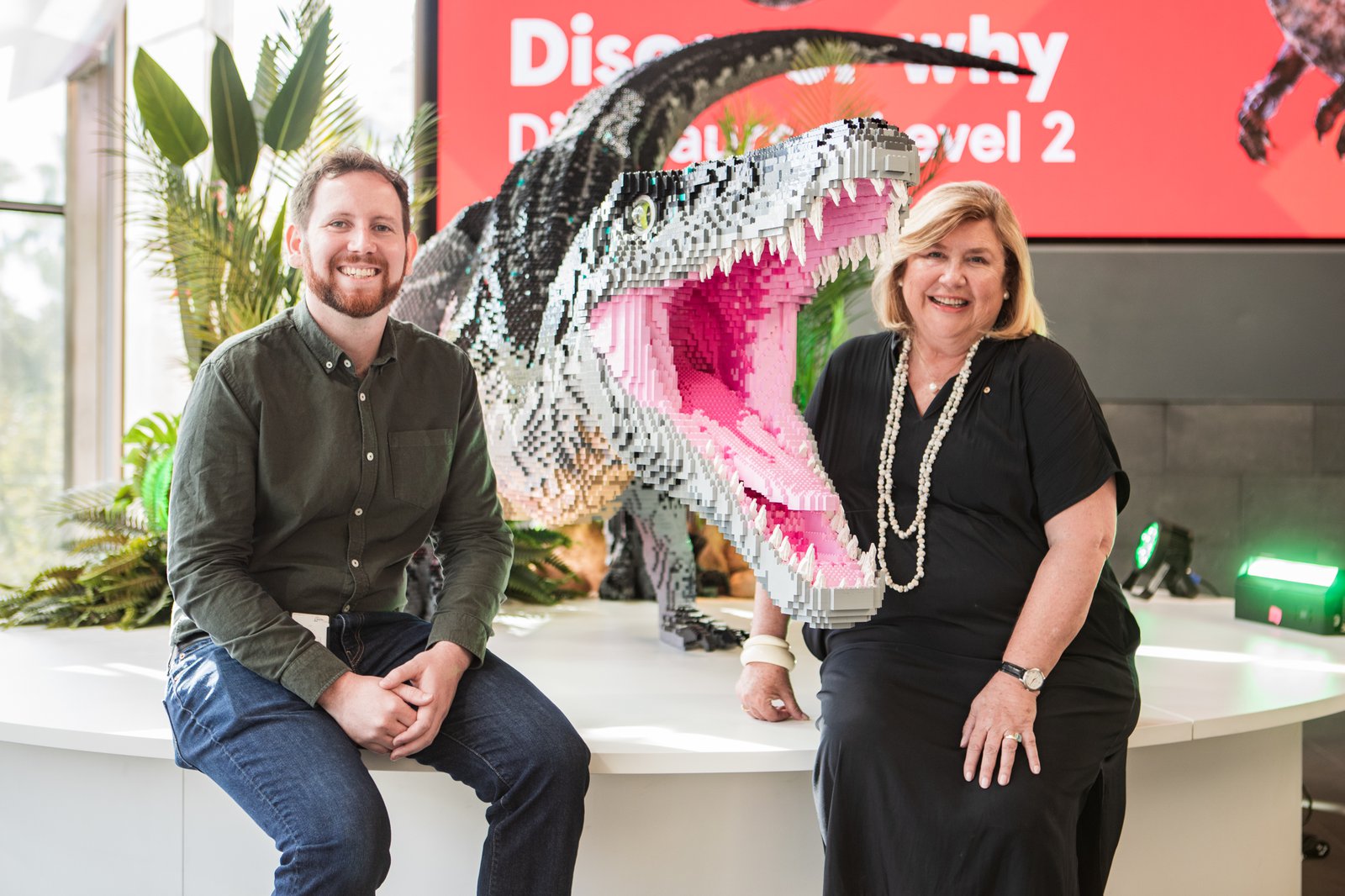 Australian Museum Director and CEO Kim McKay AO with Australian Museum Palaeontologist Dr Matt McCurry