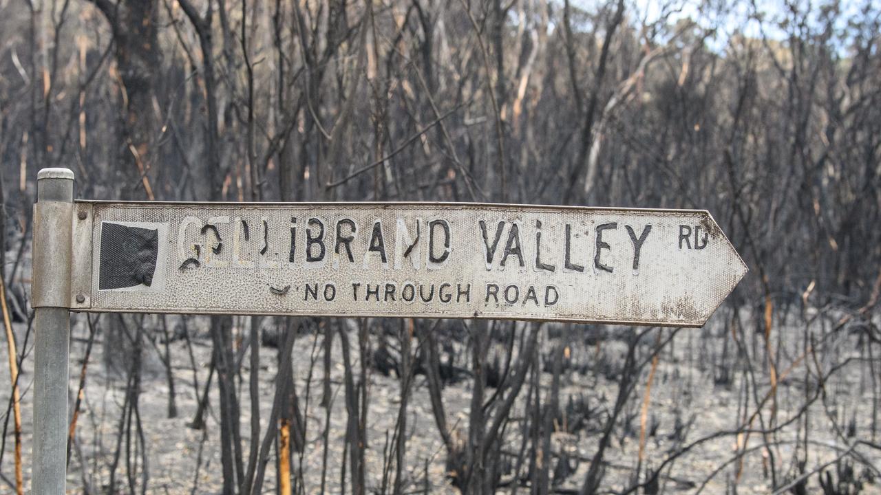 A burnt road sign 
