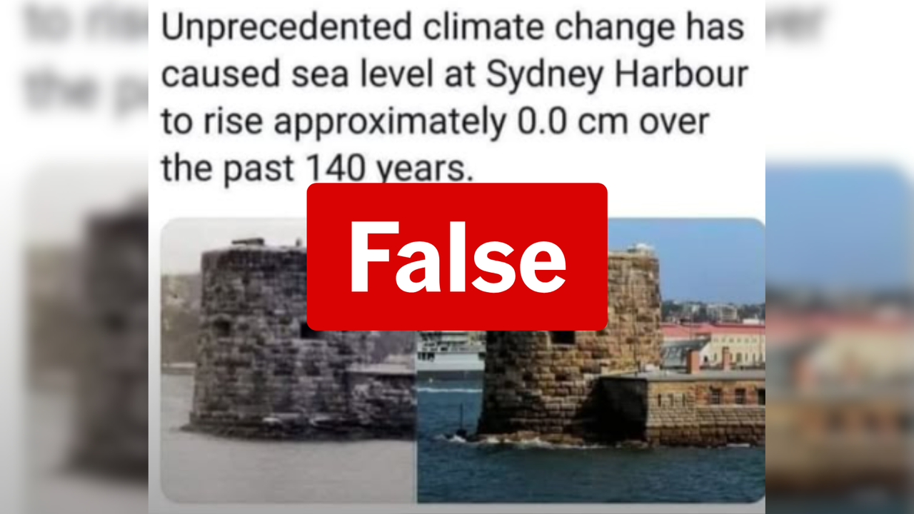 A post claiming Fort Denison photos show the sea level hasn't risen.