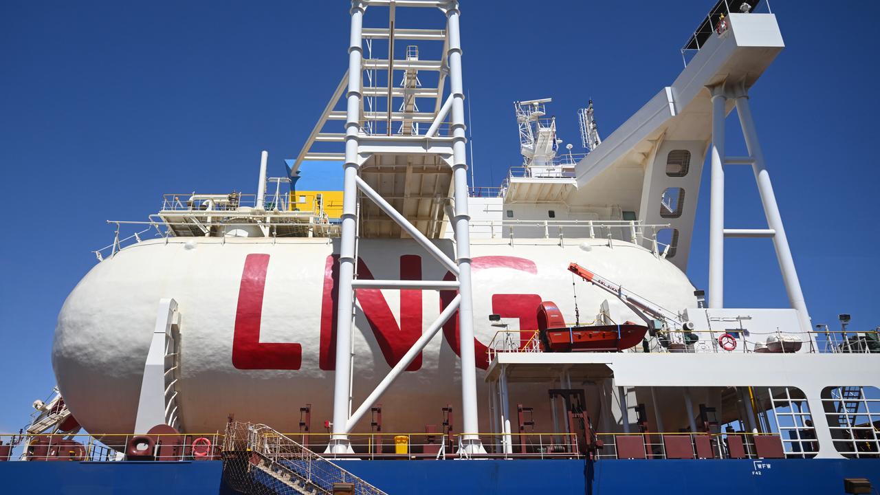 A ship carrying LNG gas is seen at Rio Tinto's Dampier Port