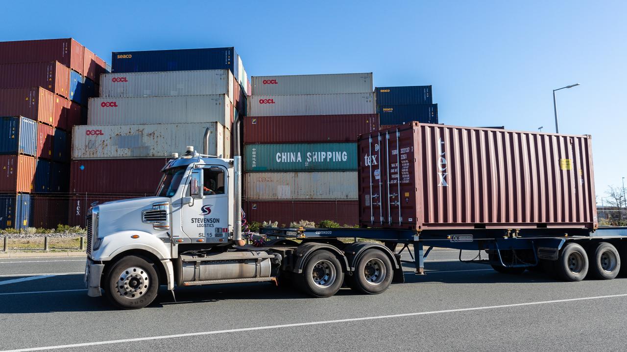 A truck with shipping containers (file image)