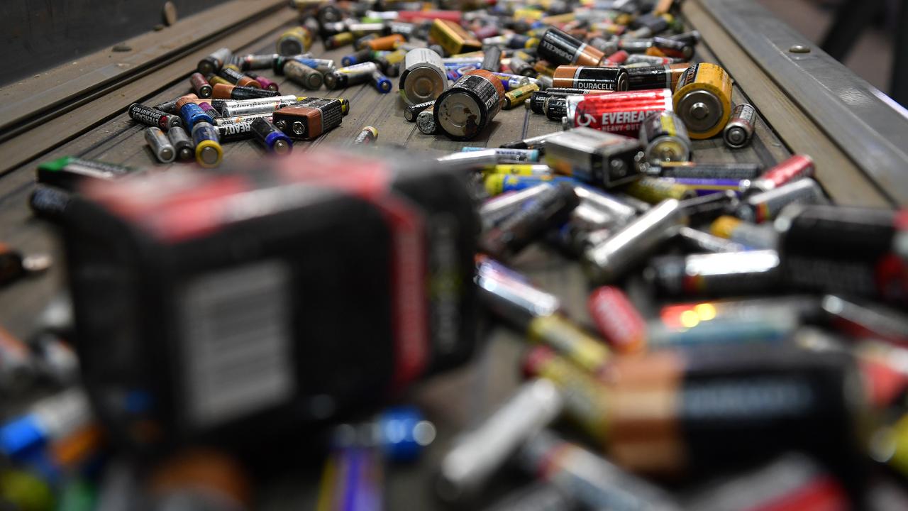 Batteries for recycling at Envirostream Australia in Melbourne