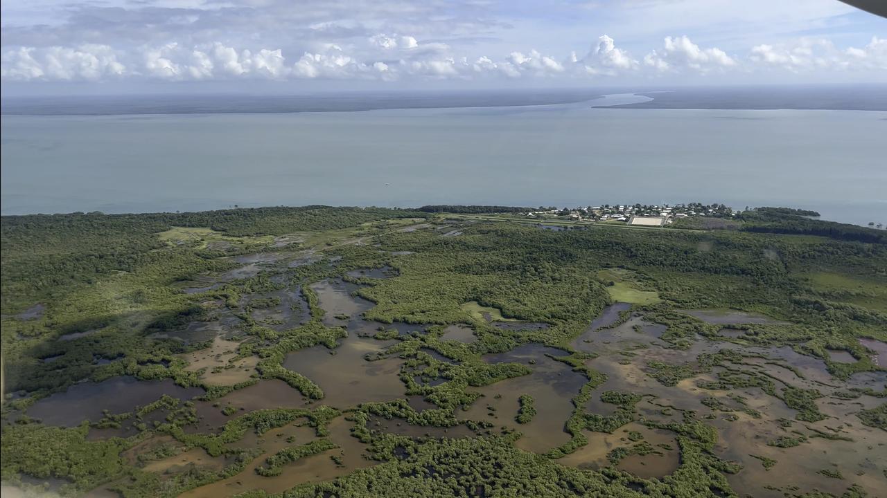 Boigu island in the Torres Strait after rainfall and high tides
