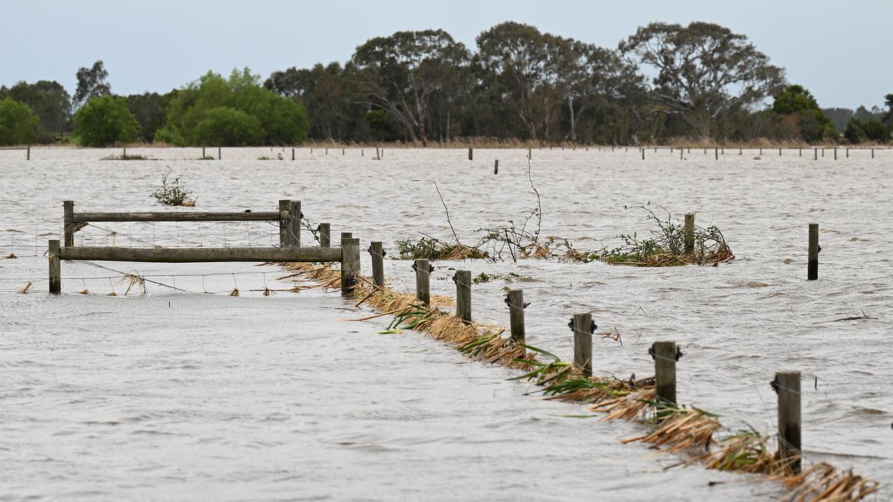Flooding outside of Tinamba in eastern Victoria