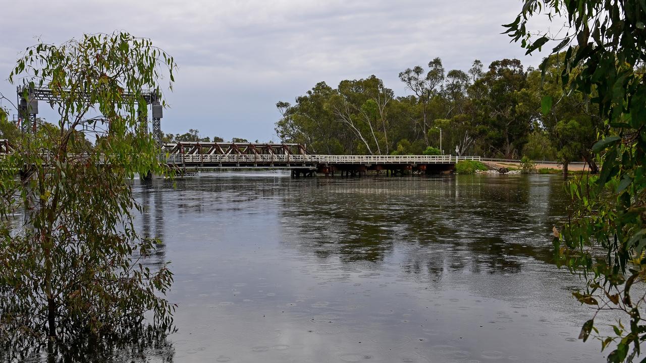 The Murray River remains swollen at Swan Hill