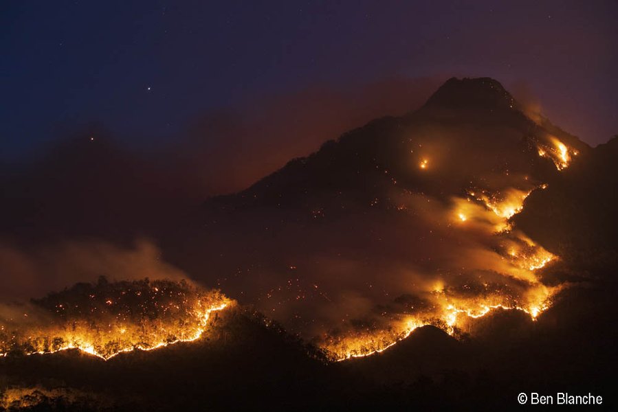2020 Australian Geographic Nature Photographer of the Year Winner. Border Fire Mt Barney by Ben Blanche