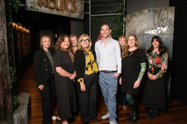 Richard Dilly, Director Exhibitions and Experience with Kim McKay AO and MEE team at the opening of RELICS