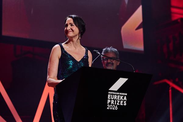 2026 Eureka Prizes - Awards Ceremony. Jane Tiller, winner, Emerging Leader, about to give her acceptance speech.