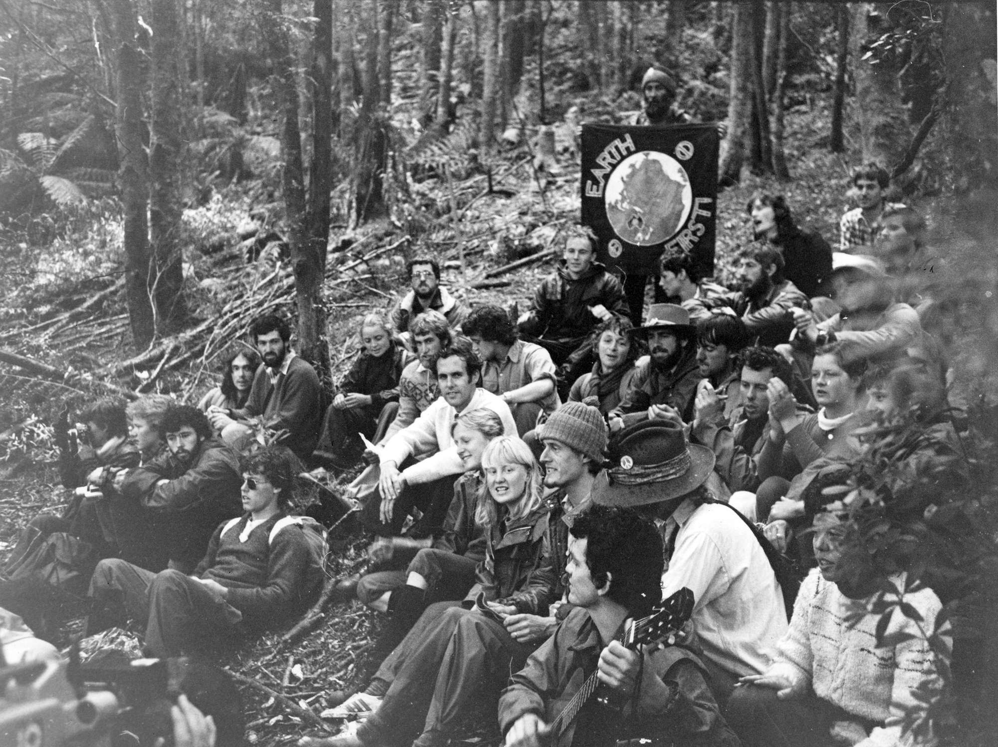 Bob Brown leading The Wilderness Society Franklin Blockade
