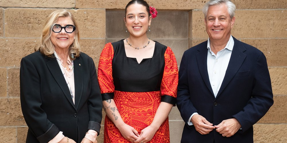 From left to right: Australian Museum Director and CEO Kim McKay AO, Melissa Sina Applin (first young leader appointed to AM Trust), and AM Trust President Brian Hartzer.
