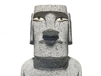 Replica of Moai Hoa Haka Nana'ia, created by artists Pau Hereveri and Victor Pakomio. Made from basalt, coral, obsidian and pigment, this work originates from the ceremonial village of Orongo, Rapa Nui (Easter Island), Pacific. CEP_E108138_001_m