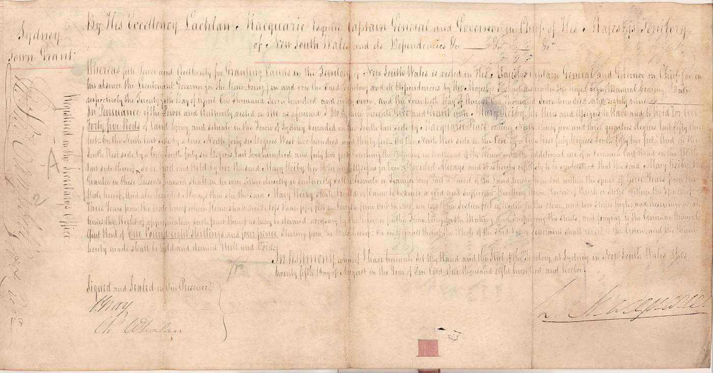 Mary Reibey land grant