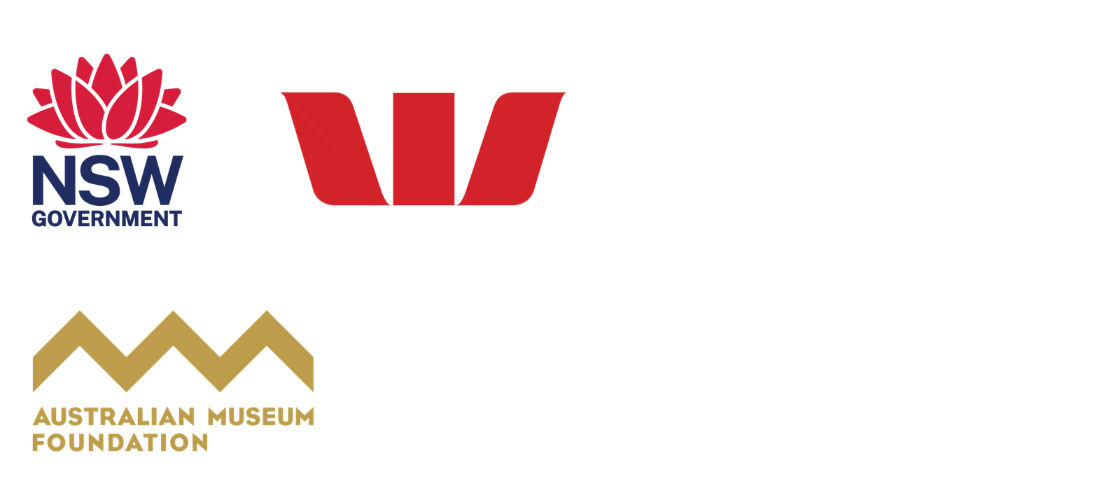 Logos for NSW Government, Westpac and Australian Museum Foundation.