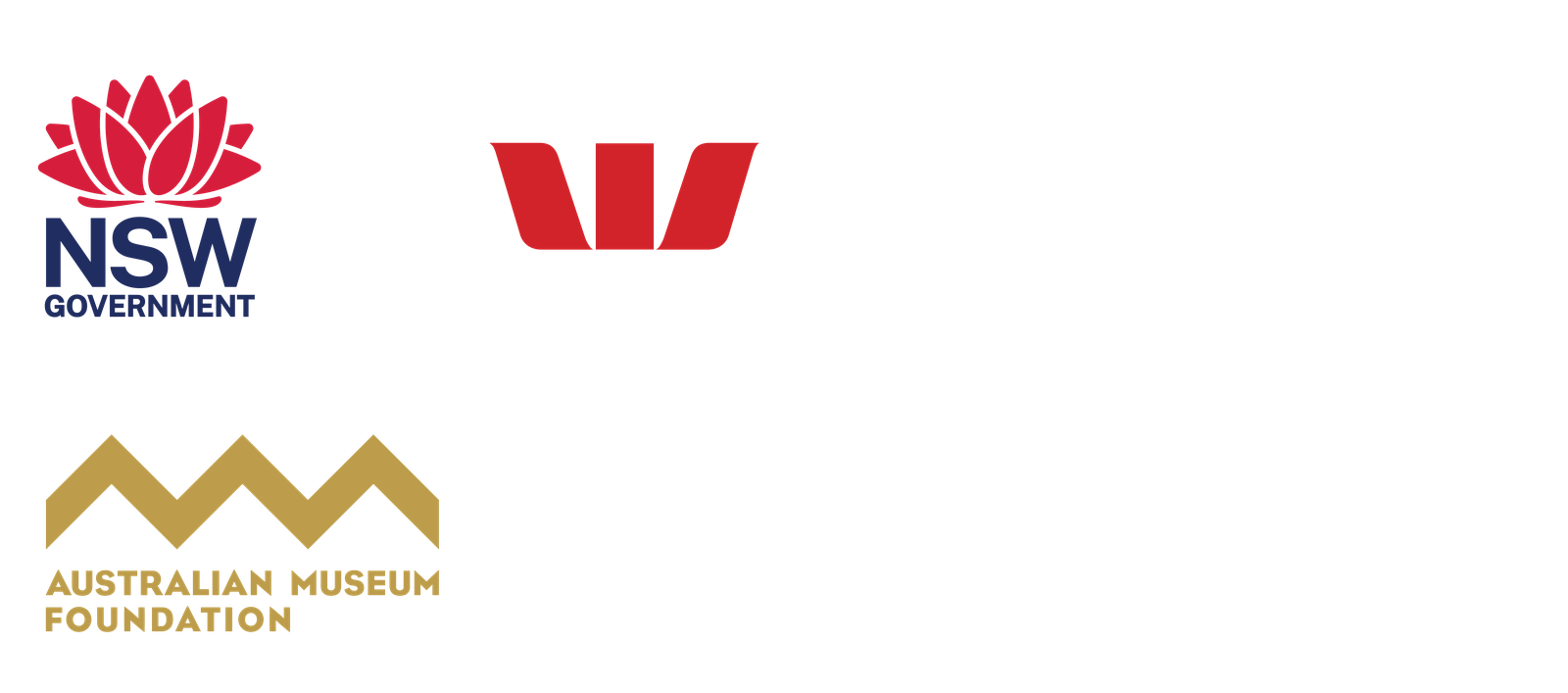 Logos for NSW Government, Westpac and Australian Museum Foundation.