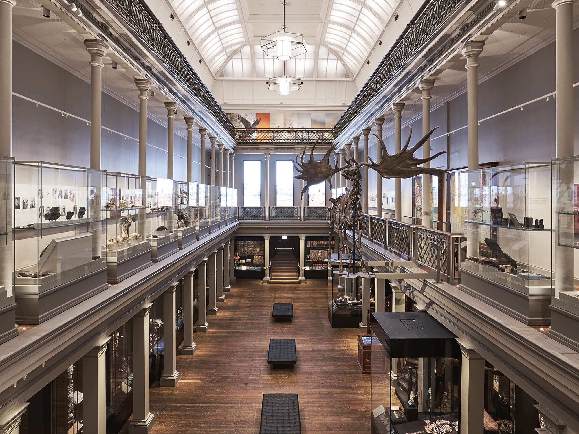 The Westpac Long Gallery's grand two-storey interior showcasing the 200 Treasures of the AM.