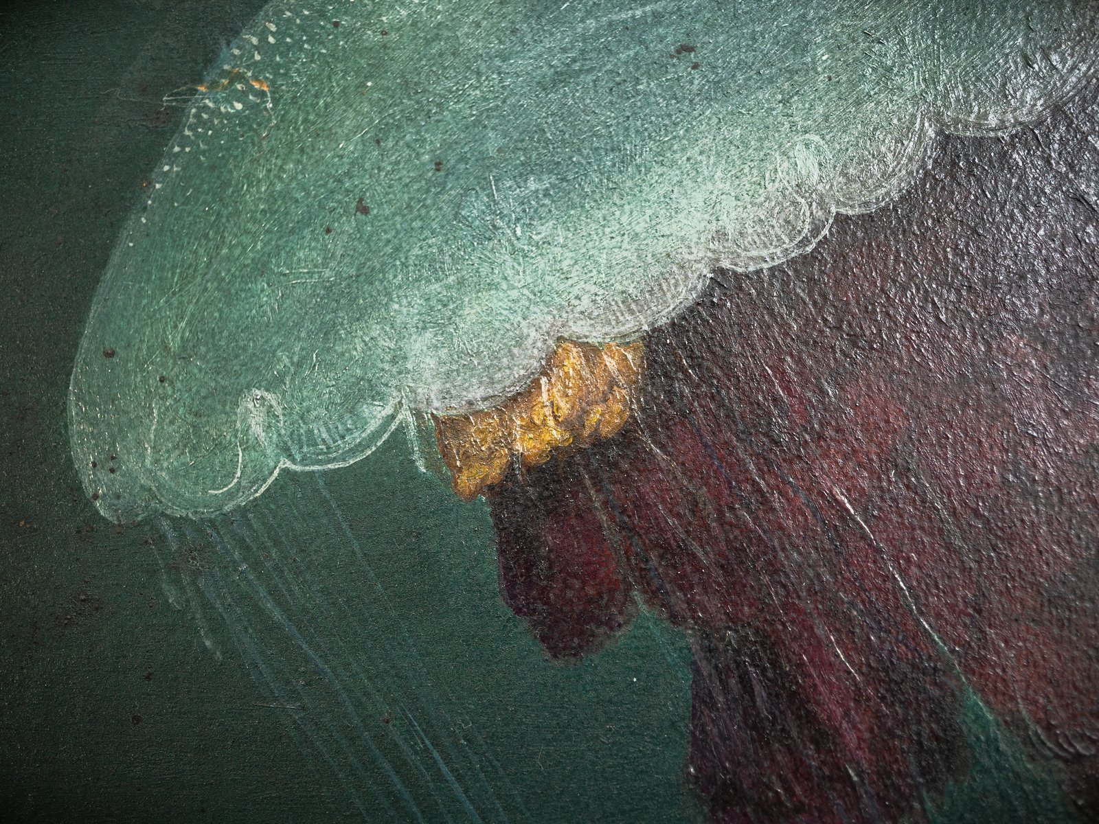 Restoration of AMS361/26 - Oil painting of jellyfish, 1887 