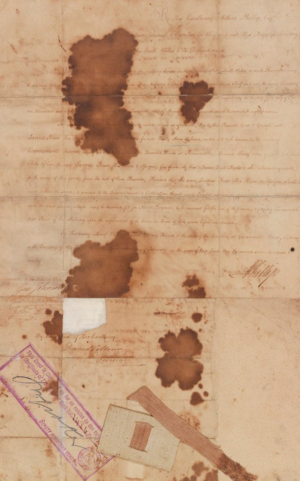 Deed given to James Ruse for his land grant, 1790