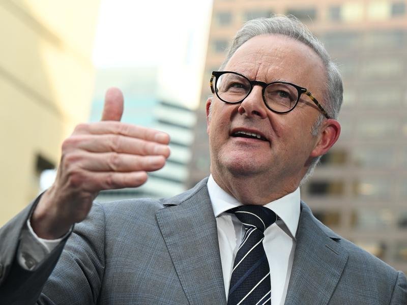 Prime Minister Anthony Albanese speaks to the media
