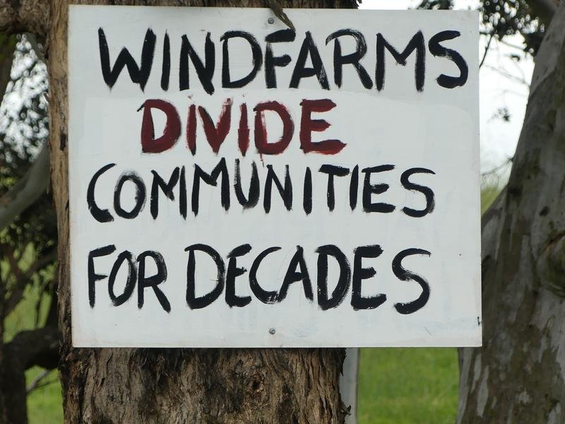 An anti-wind farm sign (file image)