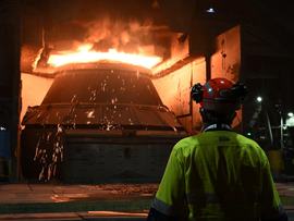 Molten steel is made at a steelworks (file image)