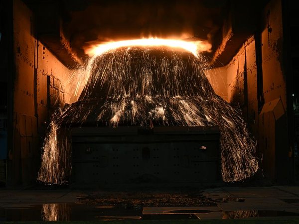 Molten steel at a steelworks (file image)