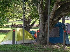 An encampment of homeless people