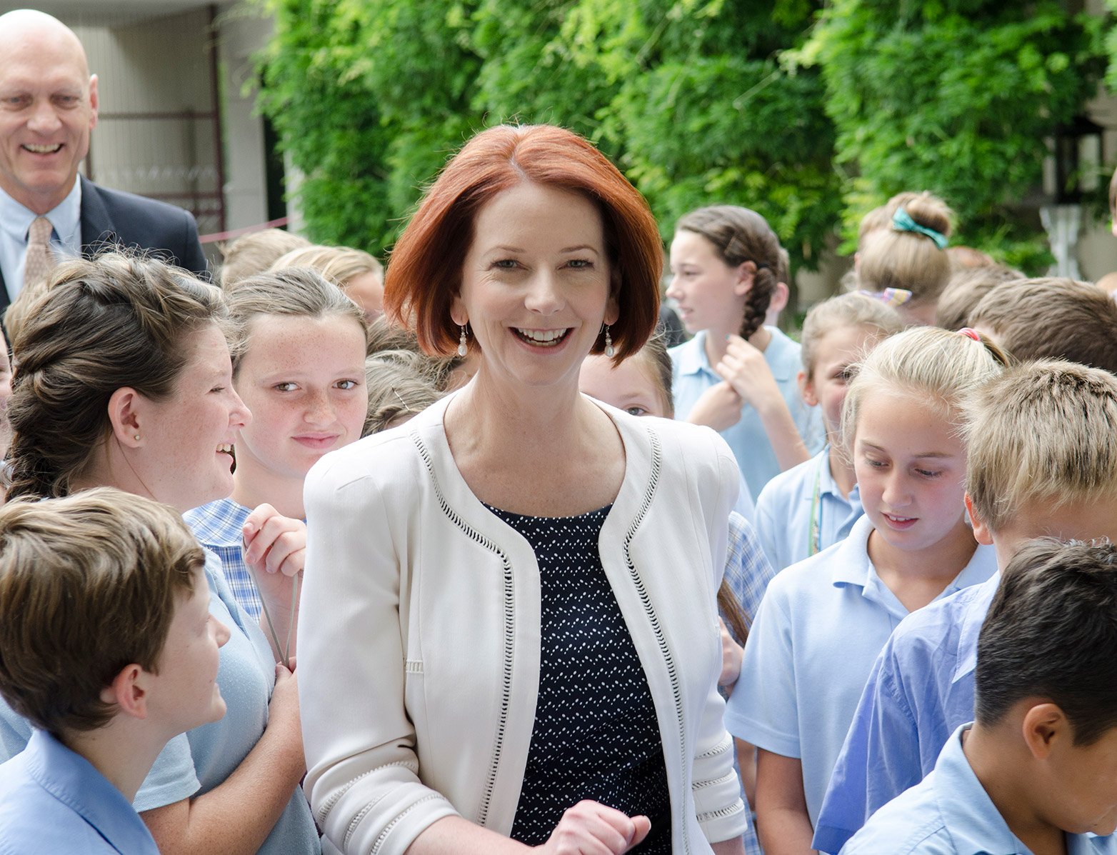 Julia Gillard visiting a school with Peter Garrett