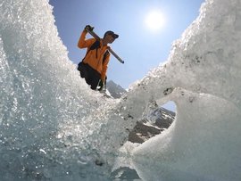A glacier melting