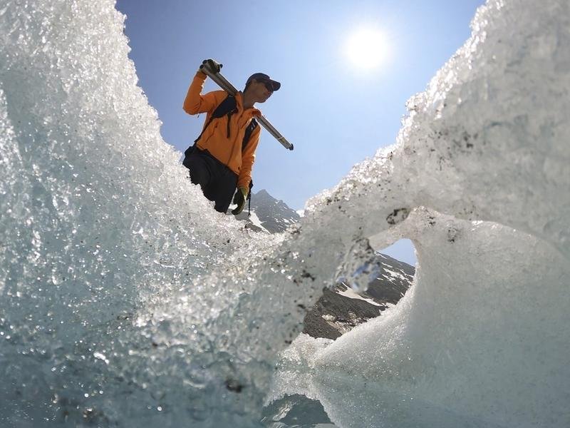 A glacier melting