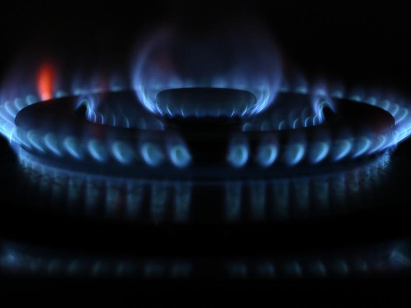 A kitchen gas stove burner