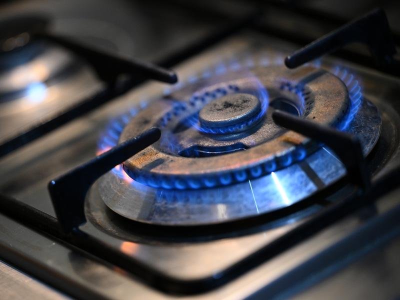 A kitchen gas stove burner