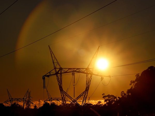 Electricity transmission lines are seen on the Gold Coast, Queensland