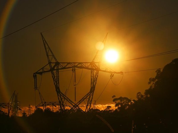Electricity transmission lines are seen on the Gold Coast