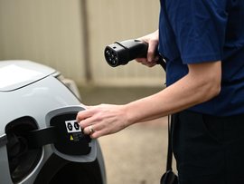 Charger on an electric car