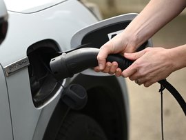 Mock charger on a Zeekr electric car at a home in Melbourne