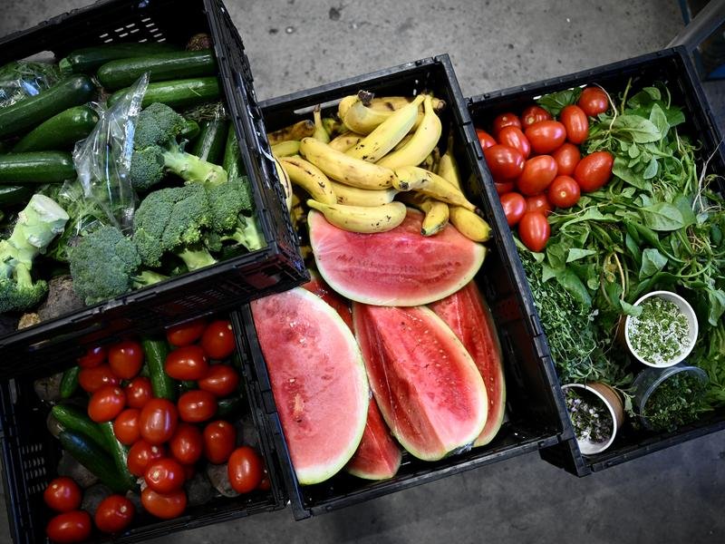 Produce to be donated is seen at OzHarvest in Sydney