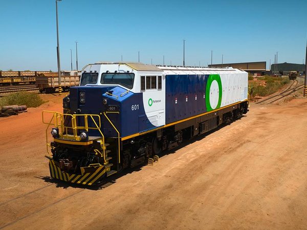 A battery-powered train locomotive