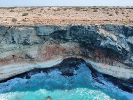 Cave openings on cliffs